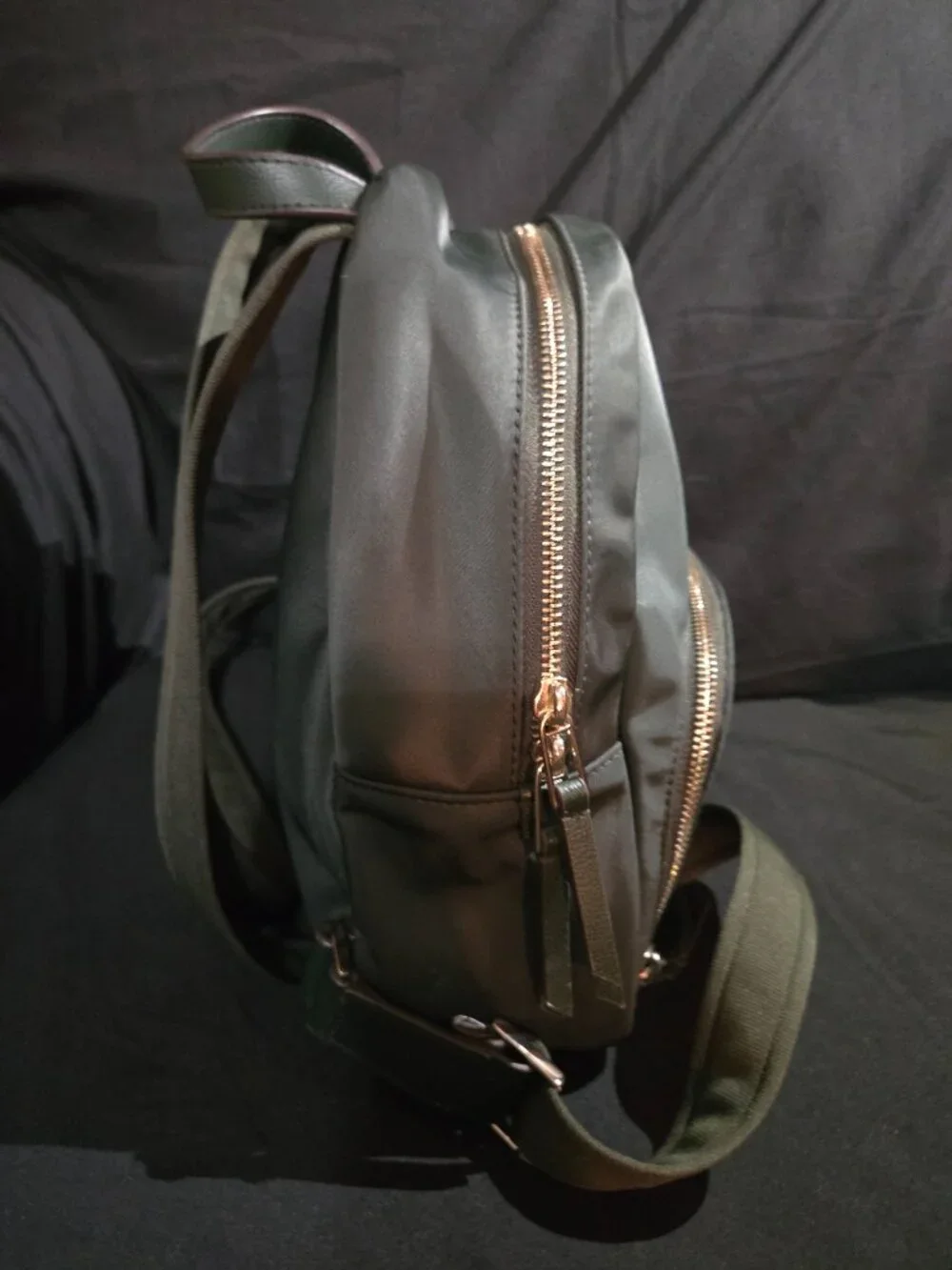 Kate Spade Olive Green Nylon Mini Backpack Gold Tone Hardware